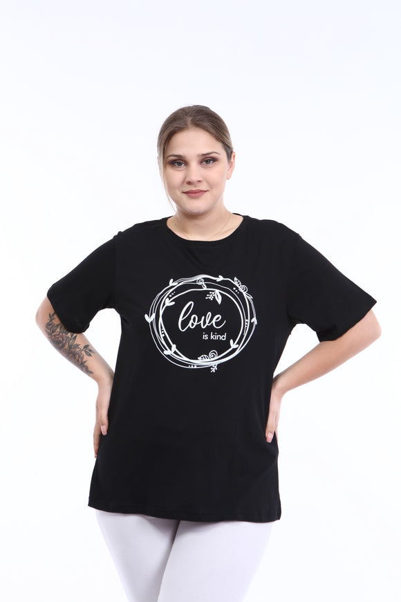 Women's Oversize Printed Black T-shirt