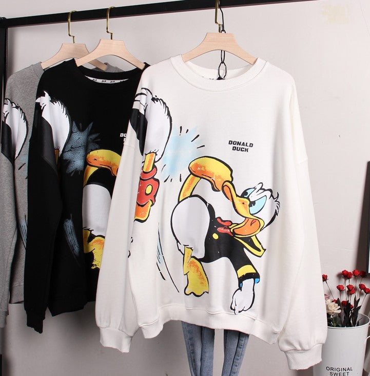 Women's oversized cartoon printed sweatshirts