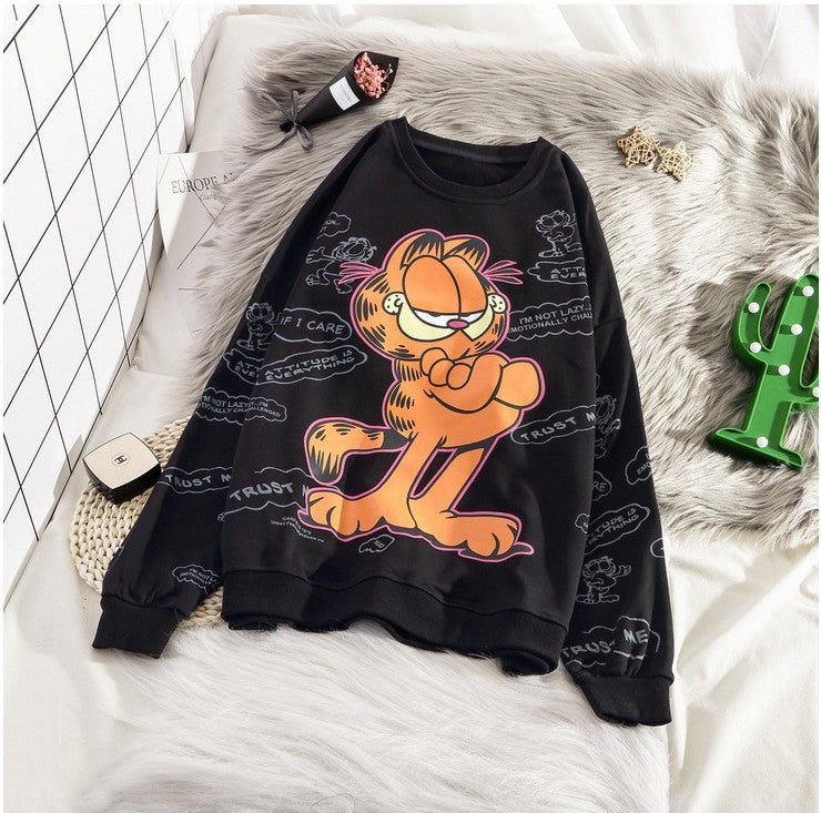 Women's oversized cartoon printed sweatshirts