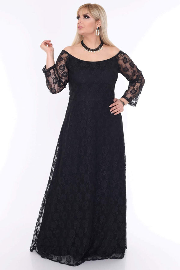 Women's Oversize Black Lace Evening Dress