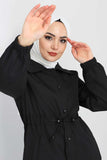 Women's Snap Button Black Jacket