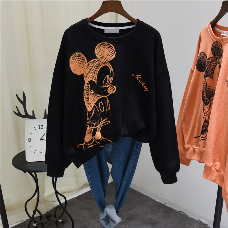 Women's oversized cartoon printed sweatshirts