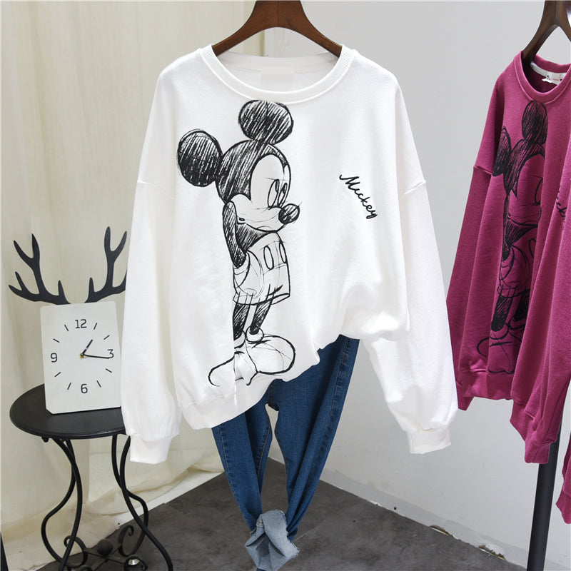 Women's oversized cartoon printed sweatshirts